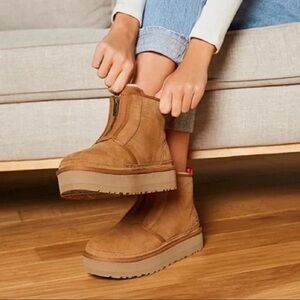 UGG Neumel Platform Zip Boots in Chestnut Size 7